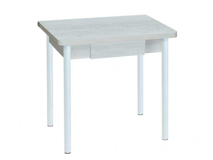 Эко 80х60 стол обеденный раскладной с ящиком / бетон белый/белый