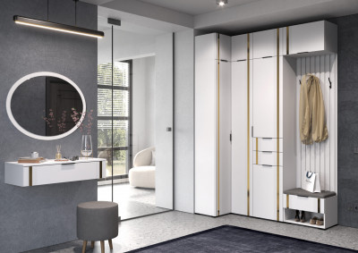 Прихожая Эмэ, набор №9, Белый/Milk Золото, Simple 27