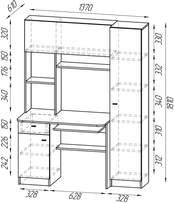 Стол 6-0603 Альфа + кресло 103 чёрное, цвет графит/белый, ШхГхВ 137х61х181 см., универсальная сборка