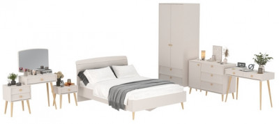 Афина Спальня 28-1400, цвет кашемир серый, сп.м. 1400х2000 мм., б/м, основание есть - фанера