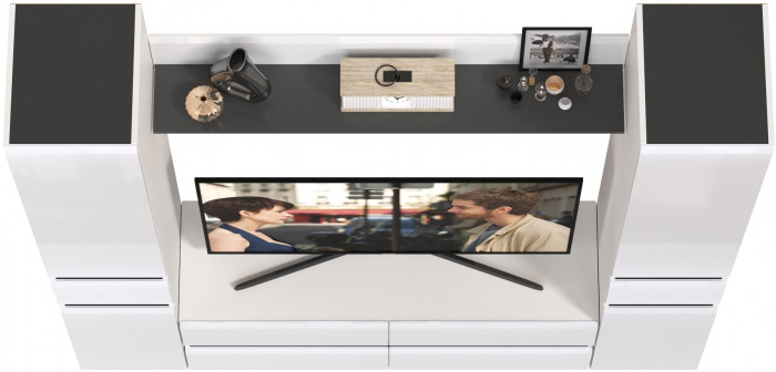 Сидней Комплектация № 052, корпус: белый/чёрный/фасады: МДФ белый глянец