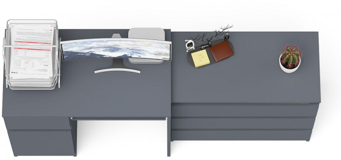 Мори компьютерный стол МС-1 левый + Комод МК800.1, графит