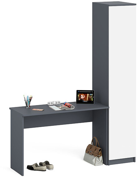 Мори письменный стол МСП1200.1 + Пенал МШ400.1, графит/белый