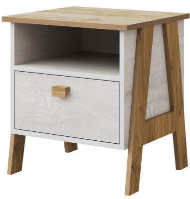 Тумба прикроватная "Скандинавия" - Бетон пайн светлый/Дуб наварра