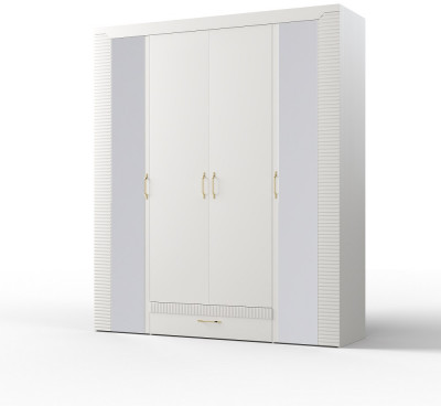 Шкаф 4-х дверный с ящиком "Карлин" - Белый текстурный/Корунд джелато