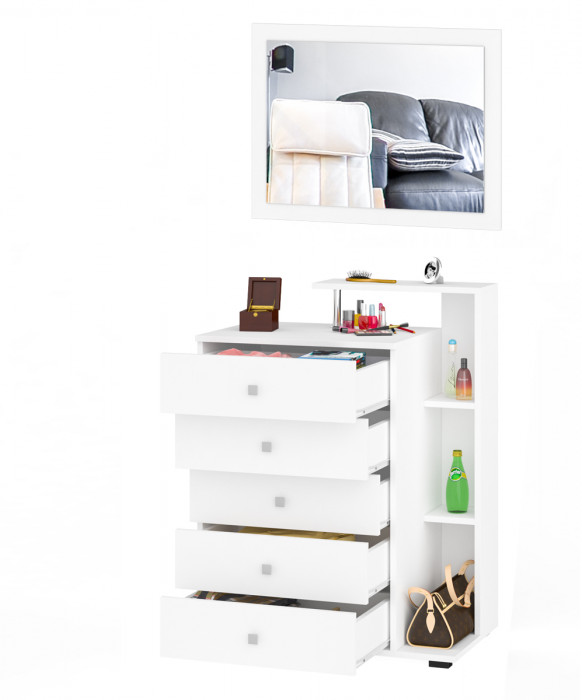 Камелия Комод + Зеркало, цвет белый, ШхГхВ 80х46,8х178 см., НЕ универсальная сборка