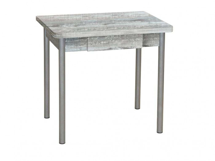 Эко 80х60 стол обеденный раскладной с ящиком / бетон темный/металлик