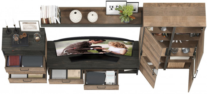 Трувор Гостиная 037, цвет дуб гранж песочный/интра, ШхГхВ 305,4х45,4х210 см., универсальная сборка