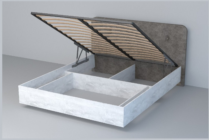 Кровать 1,6 арт.031 (Пуговицы) ПМ (Бетон Светлый/К/з Белый Глянец)