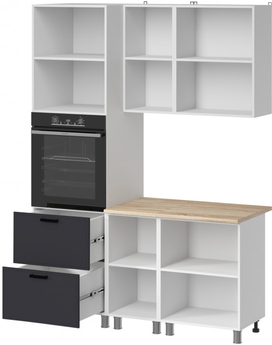 МК Аленушка 1,6м ПД Магнолия Сталь,скоба черный,сонома