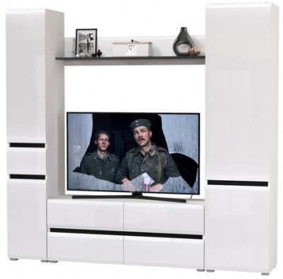 Сидней Комплектация № 053, корпус: белый/чёрный/фасады: МДФ белый глянец