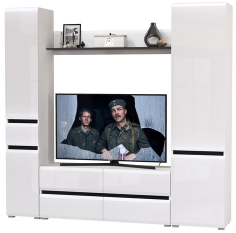 Сидней Комплектация № 053, корпус: белый/чёрный/фасады: МДФ белый глянец