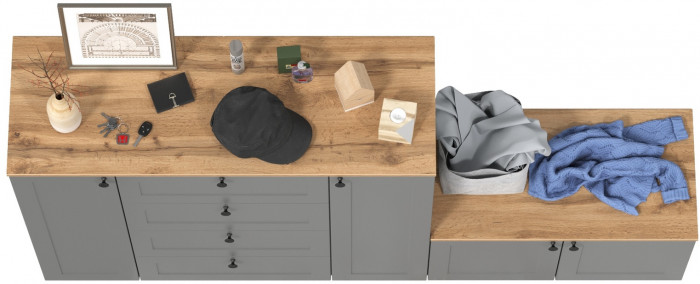 Остин 16.221 Комод + 13.257 Тумба, цвет серый графит/дуб крафт золотой, ШхГхВ 200х41,9х99,3 см., универсальная сборка