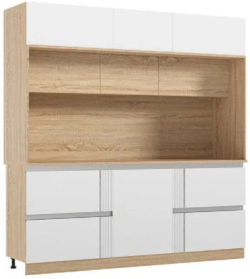 Кухня МДФ Карина Центральная секция 2200 Пластер Бьянко/Сонома