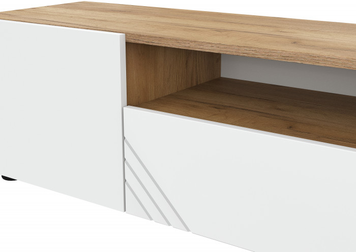 Тумба для ТВ Байкал, Дуб золотой, Белый матовый