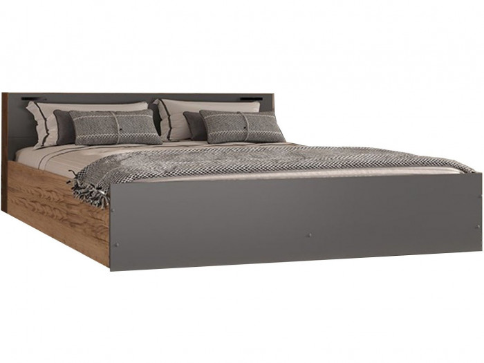Бася Кровать 160, дуб крафт/графит