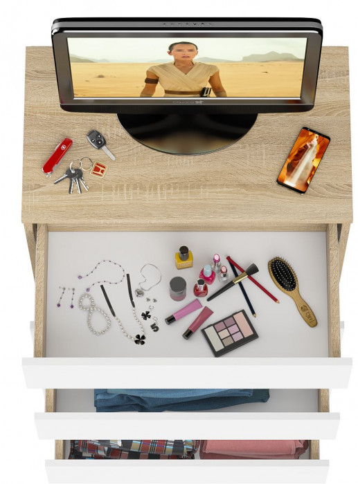 Мори Комод МК700.5, цвет дуб сонома/белый, ШхГхВ 70,4х41х114 см.