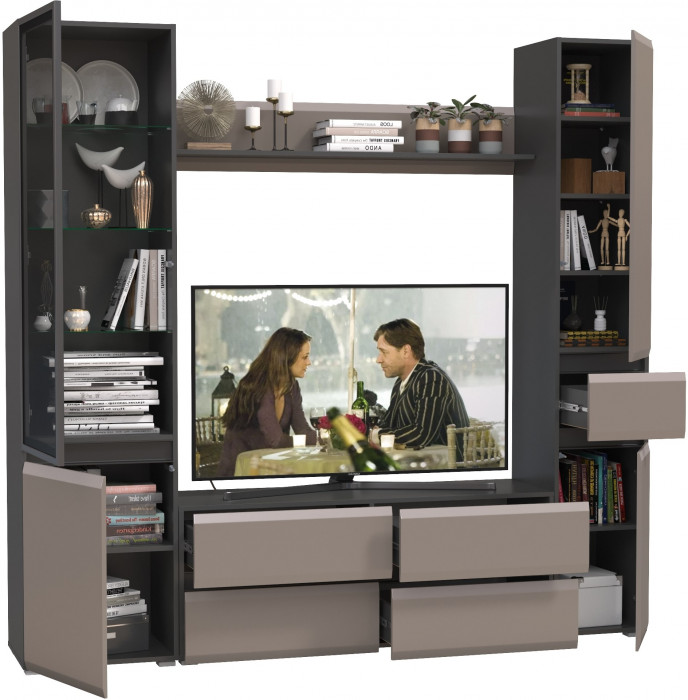 Сидней Комплектация № 054, корпус: антрацит/фасады: МДФ веллюто капучино