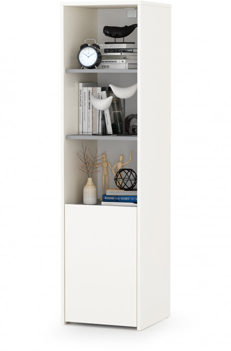 Торонто 12.149 Стол + 13.13 Шкаф комбинированный + 16.475 Полка, белый шагрень/стальной серый