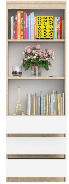 Мори Стеллаж МСТ600.3, цвет дуб сонома/белый, ШхГхВ 60,4х35,4х179,6 см.