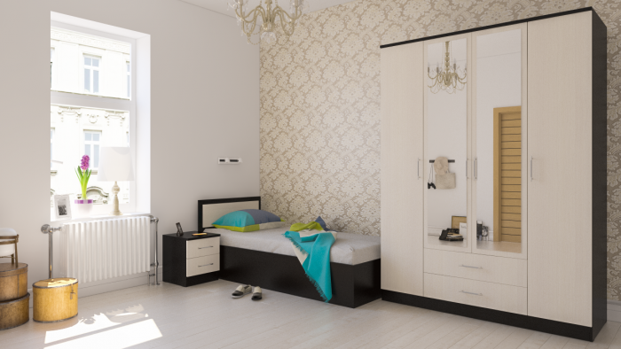 Фиеста Тумба прикроватная, цвет венге/дуб лоредо, ШхГхВ 40х42х47 см.