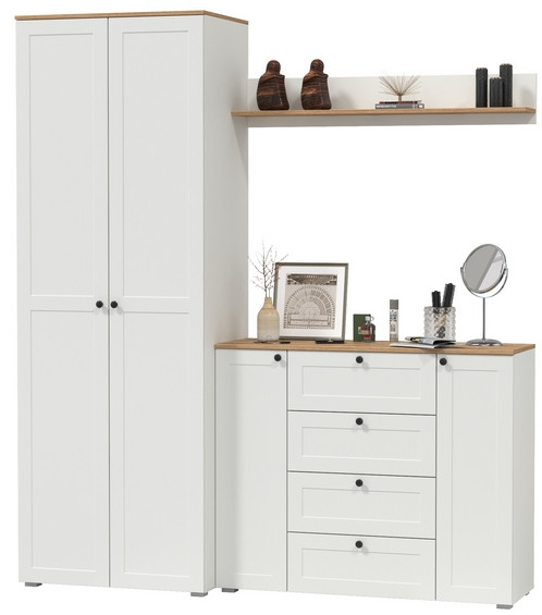 Остин Прихожая 62, белый шагрень/дуб крафт золотой