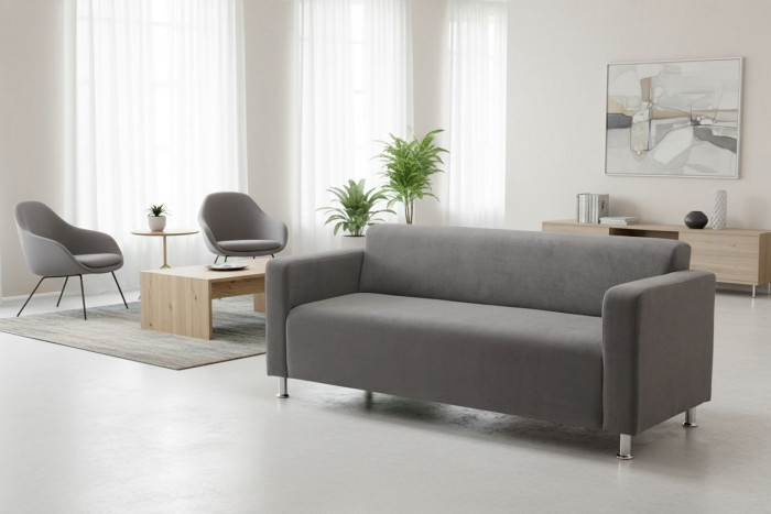 Диван прямой Томи, 160 см, велюр, серый графит