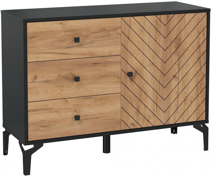 Комод Лофт 59.02 черный/дуб золотой