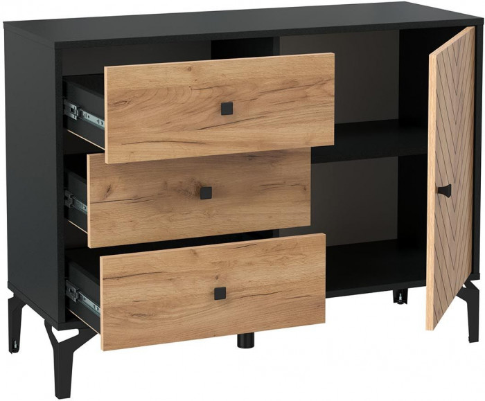 Комод  Лофт 59.02 черный/дуб золотой