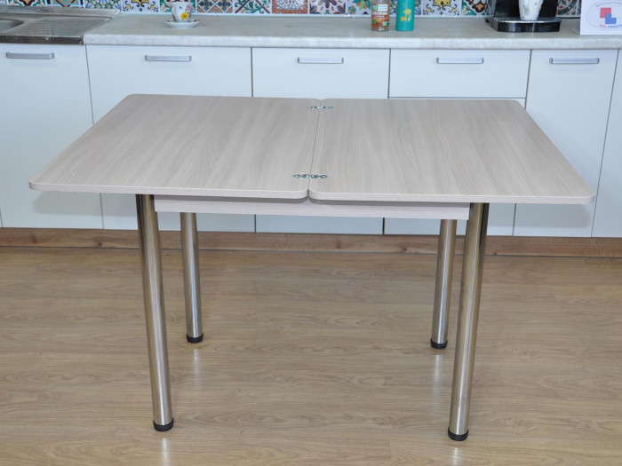 Симпл стол обеденный раскладной с ящиком / Ясень шимо светлый/хром