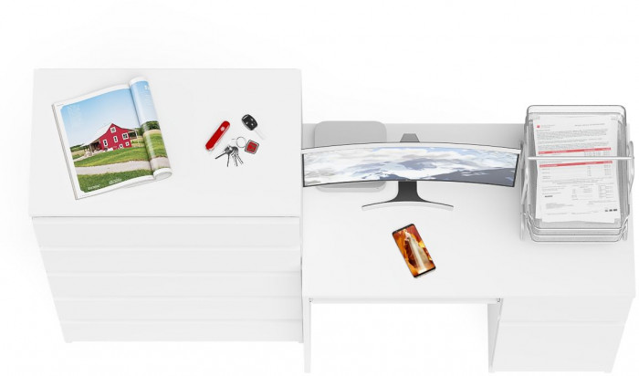 Мори компьютерный стол МС-1 правый + Комод МК700.5, белый