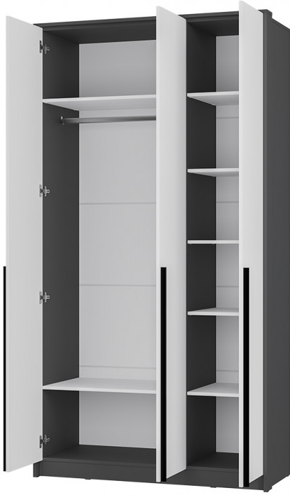 Шкаф трехстворчатый Шарм ШК-10, Графит, Белый