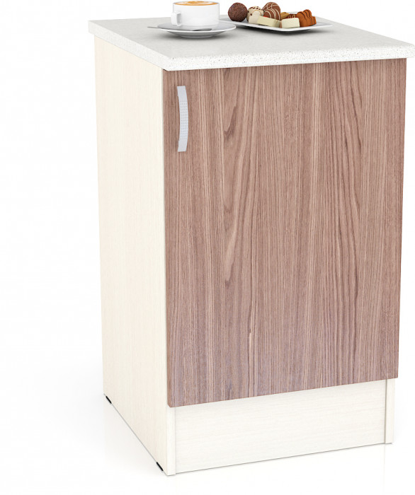 Кухня Мери ШН500 Стол 50 см., цвет дуб/ясень шимо тёмный, ШхГхВ 50х60х85 см., универсальная дверь (столешница № 130 сахара белая)