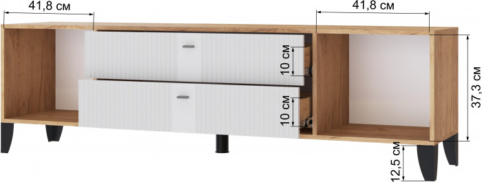 Тумба ТВ Парус-10 дуб крафт золотой/карбон фарфор