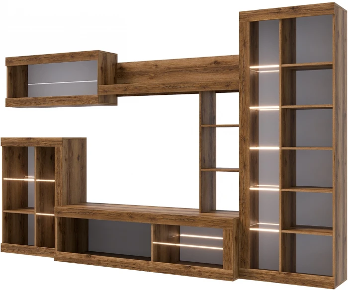 Прага Модульная Гостиная, вариант №4, делано/Белый глянец