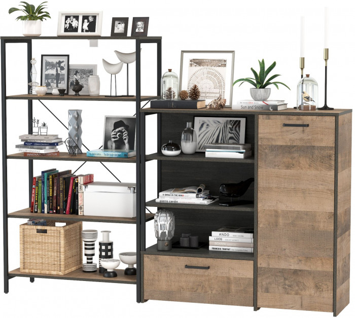 Трувор 13.151.01 Стеллаж + 13.307.01 Комод, дуб гранж песочный/интра