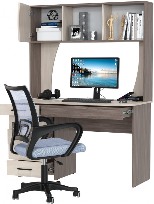 Стол 6-0606 Сигма + кресло 103 серое, цвет бодега тёмный/бодега светлый, ШхГхВ 120,5х60,5х166 см., НЕ универсальная сборка