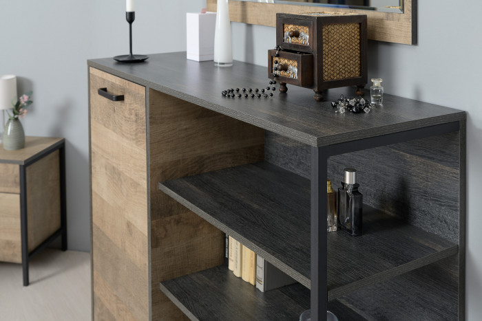 Трувор 13.307.01 Комод + 13.306 Комод с витриной + 13.307.02 Комод с ящиками, дуб гранж песочный/интра