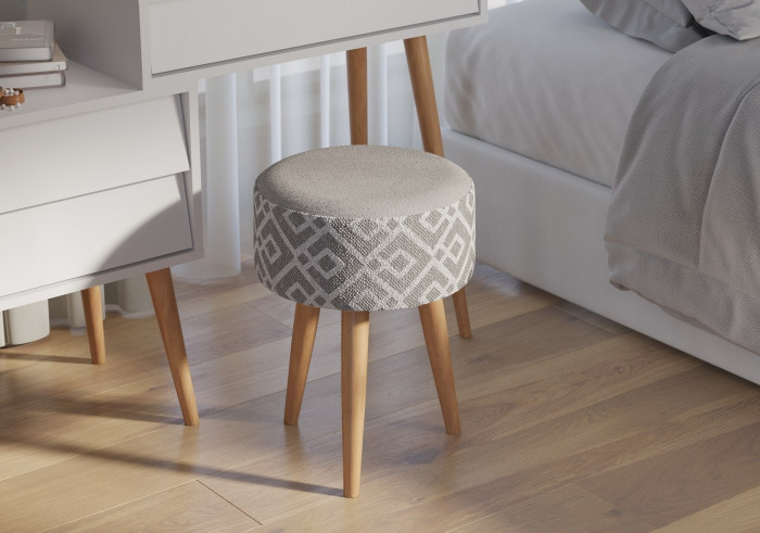 Банкетка 6-5132ТКсерая Юна, ткань серая с рисунком