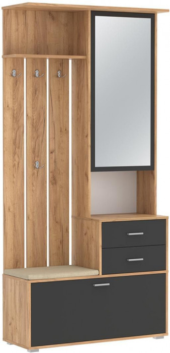 Антре шкаф для прихожей 65.08 Дуб золотой / Диамант серый