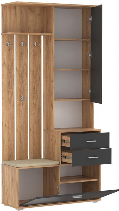 Антре шкаф для прихожей 65.08 Дуб золотой / Диамант серый