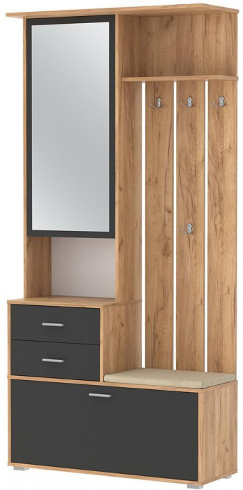 Антре шкаф для прихожей 65.08 Дуб золотой / Диамант серый