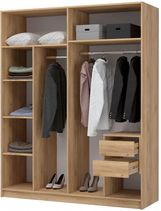 Лион ШК-03 Шкаф 4-х створчатый (1600х2000х550) Дуб крафт/Графит серый