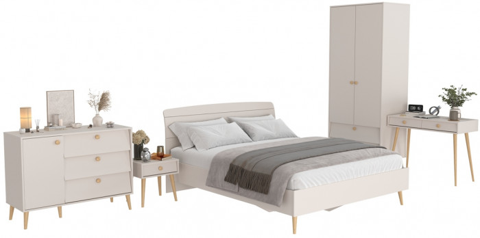 Афина Спальня 25-1600, цвет кашемир серый, сп.м. 1600х2000 мм., б/м, основание есть - фанера