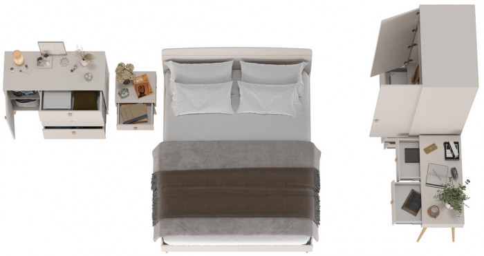 Афина Спальня 25-1600, цвет кашемир серый, сп.м. 1600х2000 мм., б/м, основание есть - фанера