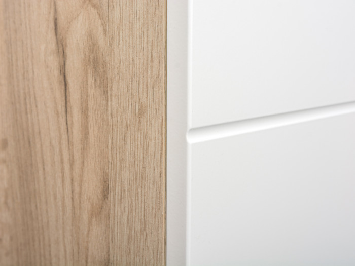 Лайн Прихожая № 14, дуб крафт серый/фасады МДФ белый глянец