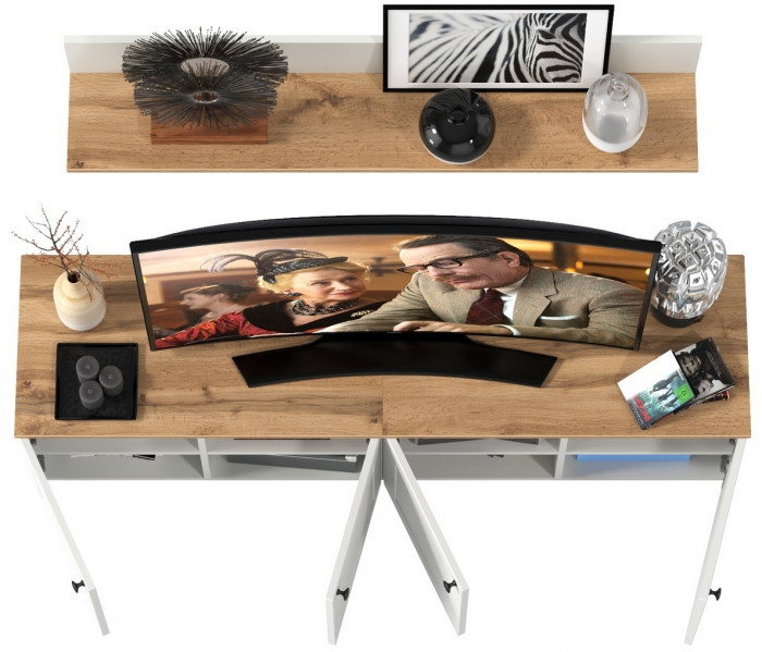 Остин Прихожая 64, белый шагрень/дуб крафт золотой