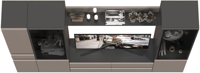 Сидней Комплектация № 056, корпус: антрацит/фасады: МДФ веллюто капучино