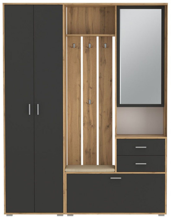 Прихожая модульная Антре 1 Дуб золотой / Диамант серый