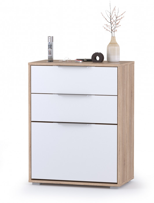 Куба Прихожая 4, обувница 13.58 + Вешалка 10.122 + обувница 13.113 + Зеркало, цвет дуб сонома/белый премиум, ШхГхВ 130х38,3х210,6 см., ун. сборка